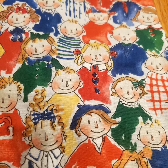 Womens Colorful Faces Print Teachers Vest Star Buttons Lining Handmade Large - Picture 3 of 7